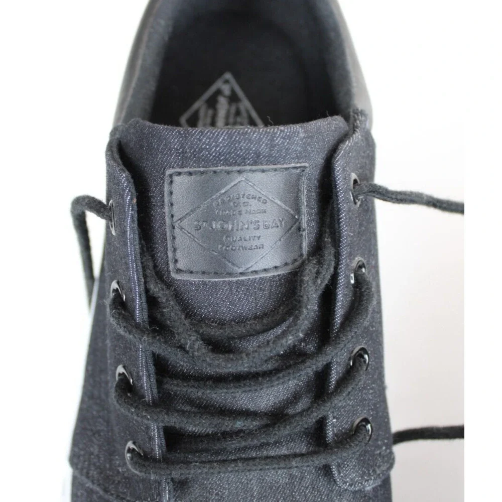 St. John’s Bay Bryce‎ Lace-Up Sneaker Mens 13 Medium Low Top Black Canvas Shoes
